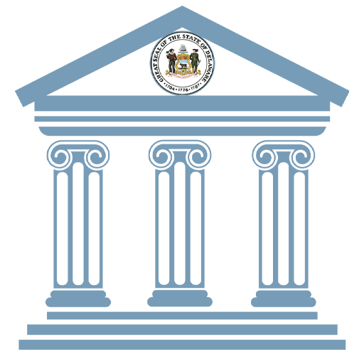 Board of Pardons logo which is a court building and the Delaware State Seal at the top.