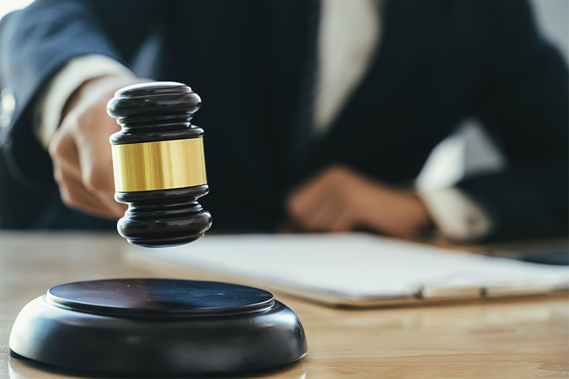a person holding a gavel.